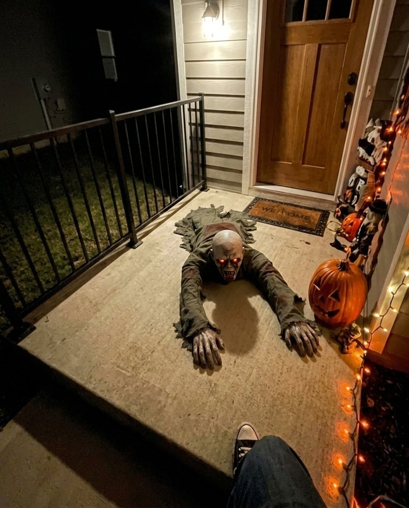 Waiting by the front door after dark